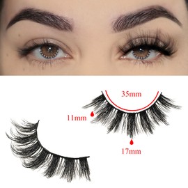 FARRED FARRED Fluffy Lashes Natural Eyelashes Short Wispy Eye Lash Strips 7 Pairs Separated Volume Eyelash Pack Dramatic Wispies Fake Strip Lashes Clusters Cat Eye Pesta?as Spiky Look (A10 | 11-17MM)