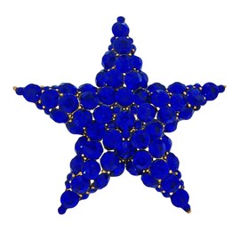CYPINA Glitter Full Micro Pave Blue Crystal Five Point Star Brooch Pin Independent Day Inspiration Jewelry