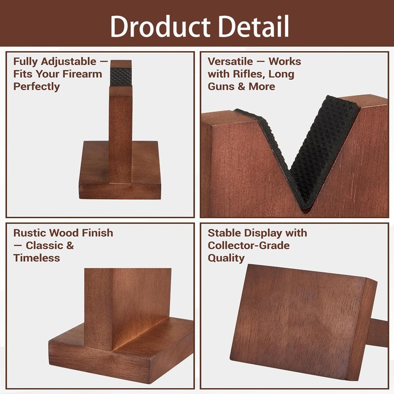 JUTSTJUKO Wood Gun Display Stands, V-shaped Top Rustic Wood Display