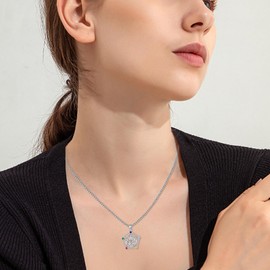 Tetragrammaton Necklace 925 Sterling Silver Wicca Pentagram Pendant with Zirconia Pentagram Talisman Witch Jewellery for Women Men, Sterling Silver Cubic Zirconia, Cubic Zirconia