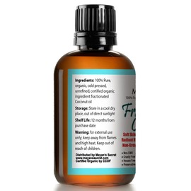 USDA Certified Organic Fractionated Coconut Oil, for Aromatherapy Relaxing Massage, Carrier Oil for Diluting Essential Oils, Hair & Skin Care Benefits, Moisturizer & Softener