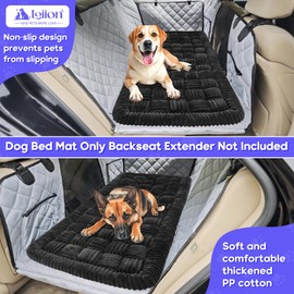 Dog Car Bed Mat, Non-Slip Backseat Extender Pet Blanket, Plaid Dog Bed for SUVs, Sedans & Trucks, Chew-Resistant Travel Pad for Dogs, Easy Clean & Scratch-Proof & Comfort (50"x24.6") Black