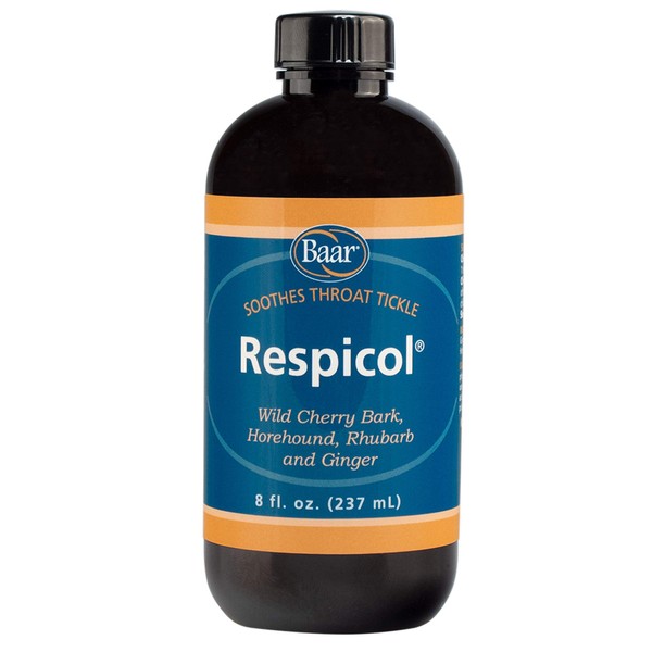 Baar Respicol Herbal Syrup, 8 Ounces. Soothes Sore Throat, Calms Coughing, Eases Respiratory Distress. A Must for Cold, Allergy and Flu Seasons. for Respiratory and Bronchial Wellness.