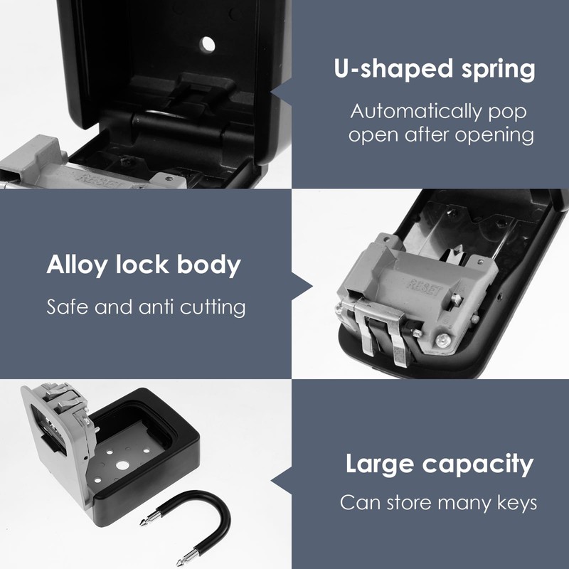 2 Pack 4 Digit Combination Key Lock Box,Weatherproof Key Safe