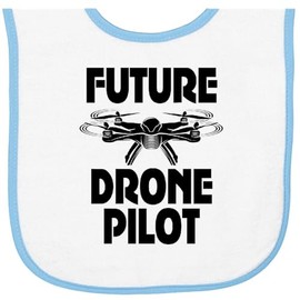inktastic Future Drone Pilot Operator Baby Terry Cloth Bib White and Light Blue 44986