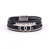 Rrdaily Boho Black Leather Wrap Bracelets for Women,Multi-Layer Crystal Silver
