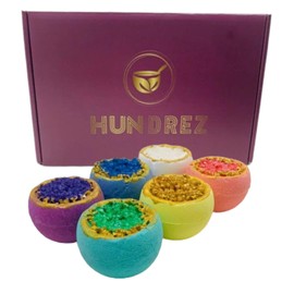 Bath Bombs Sea Salt by HUNDREZ Bath Bomb for Adults, Women, and Kids - Relaxing Treats and Spa-Grade Ingredients - Multicolor Set of 6 Relaxing Bath Bombs