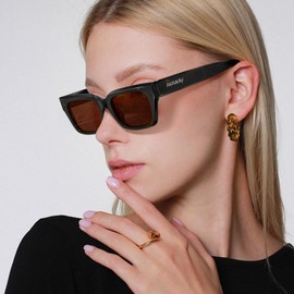 AVAWAY Polarized Acetate Sunglasses for Men Women, Chunky UV Protection Retro Rectangle Anti Glare Sun Glasses