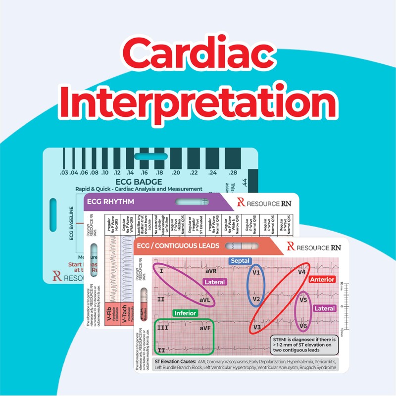 EKG Badge Card Set – 3-Piece Quick Reference for 12-Lead