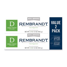 Rembrandt Deeply White + Peroxide Whitening Toothpaste, Peppermint Flavor, 3.5-Ounce (2 Pack) (Packaging may Vary)
