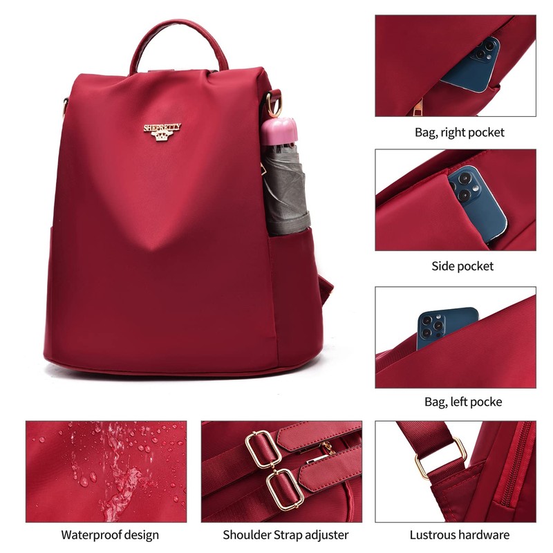 shepretty Women's Anti-Theft Backpack Shoulder Bag School Bag, 3-8864red, Practical,