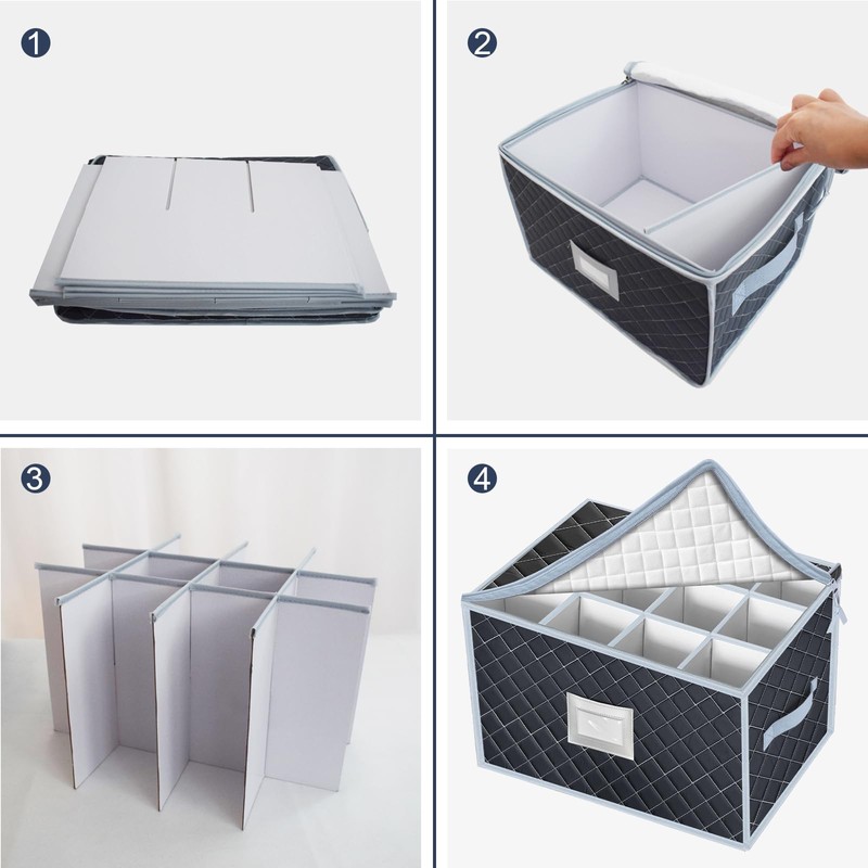 VERONLY Wine Glass Storage Box with Dividers Holds 24 Stemware
