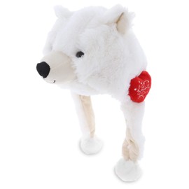DolliBu I Love You Valentine Plush Polar Bear Hat - Cute Stuffed Animal with Red Heart And Name Personalization Gift For Valentines Day, Birthday, Anniversary, Romantic Date - 16 Inches
