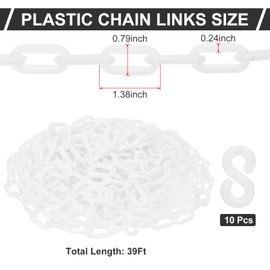 PATIKIL White Plastic Chain, 39 ft 6mm Safety Barrier Chain for Crowd Control, Queue Line, Parking, Fence, Gate, Concert, Construction Site and Decoration