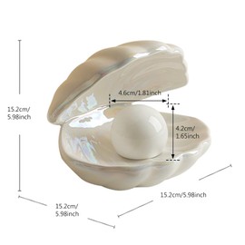 BORDEAG Shell Pearl Night Light, Pearl Night Light, Ceramic Desktop Lamp, Shell Pearl Light Lamp, Shell Night Light for Bedroom, Bed Side Decorative, Bathroom, Decorative