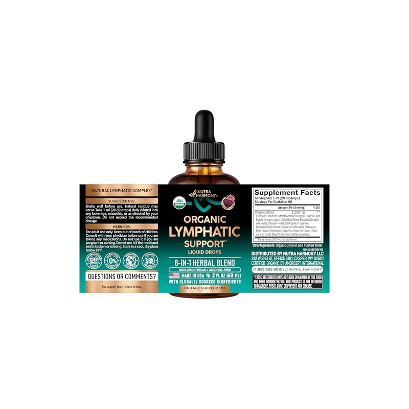 USDA Organic Lymphatic Drainage Supplement - Echinacea | Elderberry |