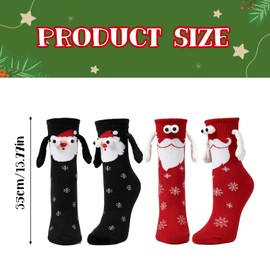 Feliciay 2 Pairs of Funny Magnetic Suction 3D Socks, Hands Holding Socks, Cute Cartoon Cotton Holding Hand Socks, Gifts for Women and Men, Partner and Couple, Christmas 3