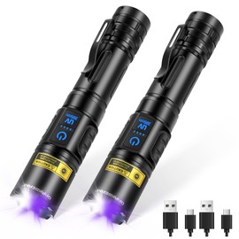 DARKBEAM UV Flashlight Blacklight 395nm Black Light, High Lumens LED Flashlights USB Rechargeable Super Bright for Camping - Powerful Woods Lamp Pet Urine, Uranium Glass Detector, Resin Curing, 2 Pack