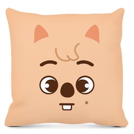Hymonhon Cute Animal Face Throw Pillow Cover Decorative Kawaii Design 18x18 Inch Pillowcase with Zipper Home Decorations for Sofa Couch Bed Chair Car Music Fans (Brown)