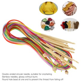 12Pcs Tunisian Crochet Hooks Set, 120CM Afghan Tunisian Bamboo Crochet Hooks, 3-10mm Double‑Pointed Weave Needles with Plastic Pipe(Colorful)