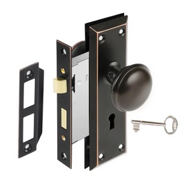 SUMBIN Mortise Lock for Replacement Antique Door Knob Sets, Fits 1-3/8 in.-1-3/4 in. Interior Doors, Oil Rubbed Bronze, 1 Pack