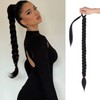 26 Inch Long Braided Ponytail Extension,Elastic Tie Straight Sleek Wrap