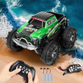 Pinyenr Remote Controlled Car, Amphibian Vehicle Remote Controlled RC Car Remote Control Car with Coloured Light, Gifts Toy from 3 4 5 6 7 8 9 Years