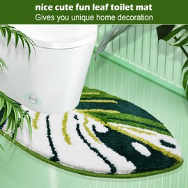 Baahrnom U Shaped Toilet Bath Mat - 20" x 24" Extra Soft Absorbent Microfiber Contoured Bathroom Rug - Non Slip - Washable Unique Aesthetic