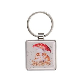 Wrendale Designs "Mushroom in my heart" mouse key ring, grey, 40 mm x 80 mm, gray