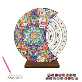 OdiuK Diamond Painting Calendar Craft Girls 6 7 8 9 10 11 12 Years Gifts DIY Eternal Calendar Diamond Mandala Craft Set Adults Teenagers Children 5-13 Years Creative Birthday Toy