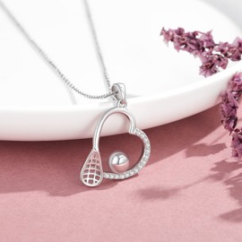 YAFEINI Volleyball/Baseball/Basketball/Tennis/Soccer/Golf/Necklace 925 Sterling Sliver Heart Sports Pendant Jewelry Gifts for Women Girls…, Medium, 银, No Gemstone