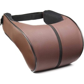 Riloer Adjustable Car Headrest Pillow, PU Leather Memory Foam Neck Cushion for Driving Home Office, Car Seat Headrest Neck Rest Cushion Ergonomic Car Neck Pillow, Black/Red Stitching