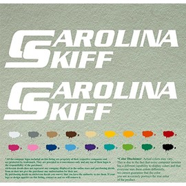 Pair of Carolina Skiff Boats Compatible Replacement Decals Vinyl Stickers Outboard Motor Set of 2 (12", White 010)