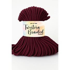 Art of Yarn Twistora 7mm 55% Cotton 45% Polyester Super Bulky(6) Macrame for Design Wall hangings,Table Runners,Cushion Covers,Rugs,Bags and Purses. 8.80 oz, 73.27 yds (Burgundy, Pack 2)