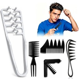 Peine de Textura 5 Piezas, Kit de Peinado Profesional para Hombre y Mujer  Peine Texturizador, Peine Plegable 2 en 1, Peine Dientes Anchos, Peine...  