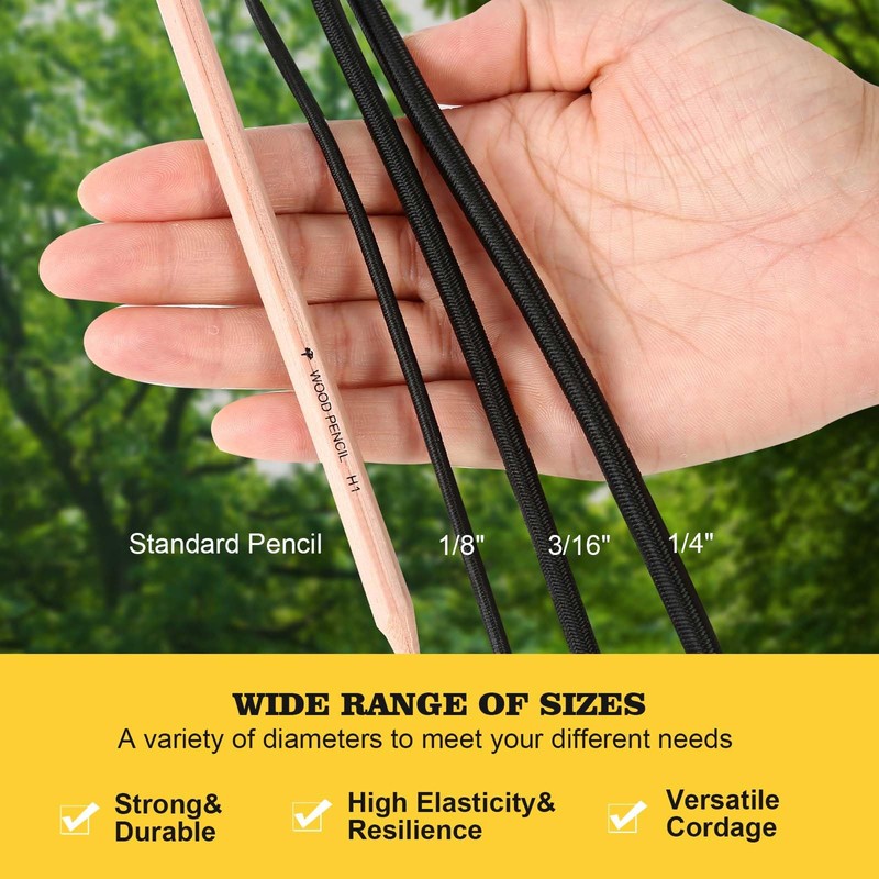 Zakous Strong and Durable Bungee Cord Roll - 1/4" x