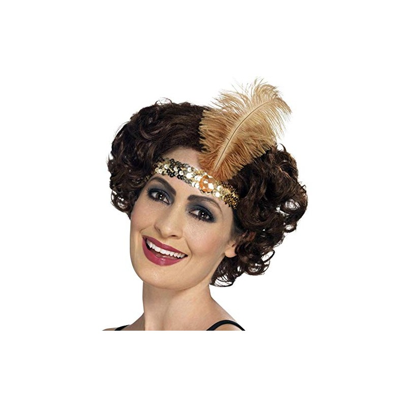 Fancy Dress VIP Express Ladies Flapper Feather Headband Gold