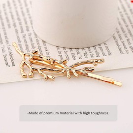 Frcolor Hair Pin Gold Three Pin Antler Tension Closure Bangs Hair Clip Hair Accessory Hair Arrangement Pins Set of 4 (Gold+Silver)