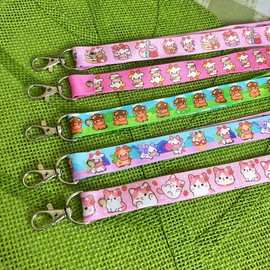 Cute Cow Lanyards, Cat Lanyard, Cute Phone Accessories - Design: Strawberry Cat