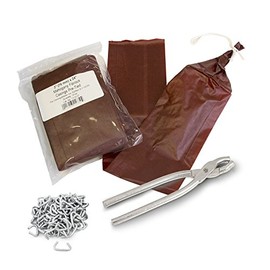 The Sausage Maker - Salami Sausage Casing Kit, Tied and Looped 76mm (3”) Dia. x 24” Mahogany Fibrous Casings (20ct) with Sausage Pliers and Casing Rings