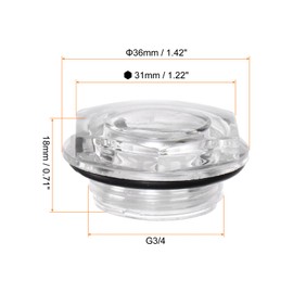 HARFINGTON 4pcs Air Compressor Oil Sight Glass G3/4 Male Liquid Level Gauge Plastic Hex Head Oil Indicator Window with O-Ring for Air Compressor Fittings Gearbox Tanks, Transparent