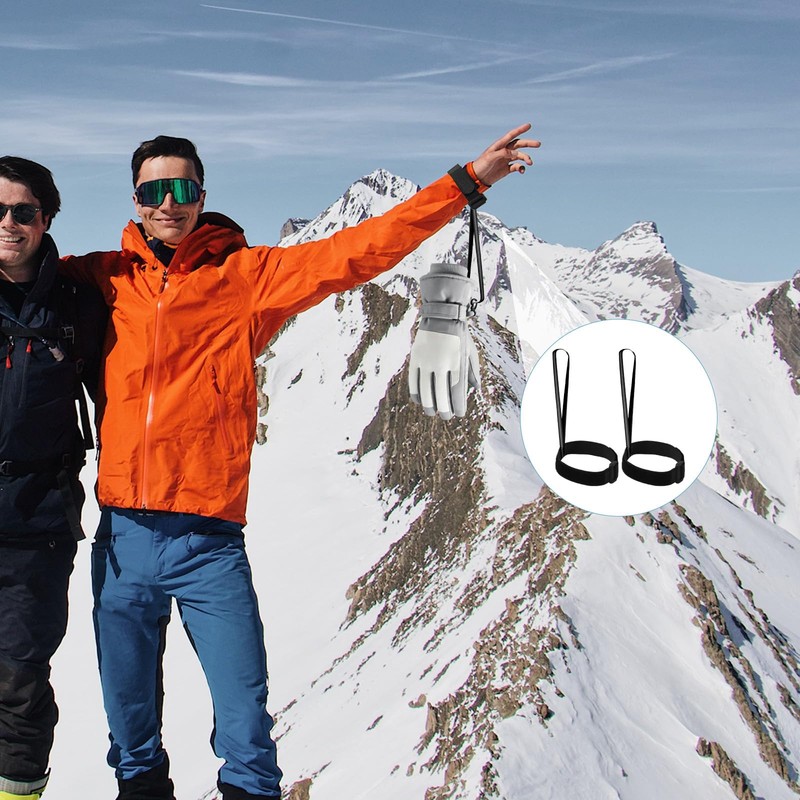 4pcs Ski Glove Leashes, 12.3x10 Inch Glove Straps Reflective Wrist