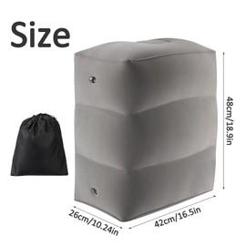 Amexo Inflatable Footrest Cushion for Travel, Height Adjustable Aeroplane Travel Pillow, Portable Foot Rest, Inflatable 3 Layers with Bag for Train, Buses, Home, Office and Any Travel