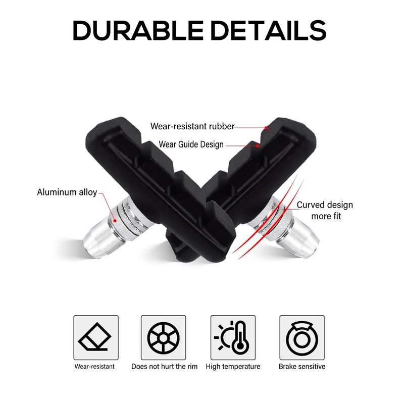 CNCLOL Bike V Brake Pads, Bicycle V Brake Blocks，55/70mm Brake