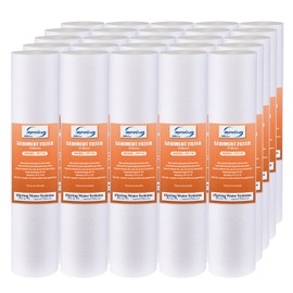 iSpring FP110X25 10" x 2.5" Universal Multi-layer Sediment Water Filter Replacement Cartridges 10 Micron, 25 Pack, White