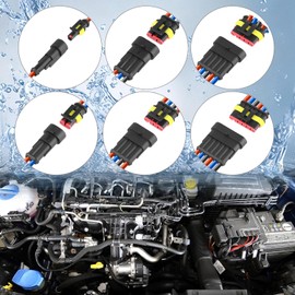 QWORK® Pack of 808 Car Connectors, 1/2/3/4/5/6 Pin Car Waterproof Plug Connector for Car, Truck, Boat, Motorcycle