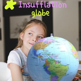 Inflatable Earth Globe, 4 Pieces, Geography World Map, Inflatable, Inflatable Globe, for Garden, Beach, Pool, Science Geography Education