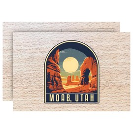 R and R Imports Moab Utah Design B Souvenir 4 x 6 Wood Postcard with Full Color Printed Design – 1/8” Thick Real Wood Collectible for Display or Mailing Single