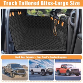 SerPro Truck Back Seat Extender for Dogs - Large Size, Hard Bottom Dog Seat Cover, Pet Hammock, Waterproof Bed Mattress, Backseat Protector for F150, Silverado