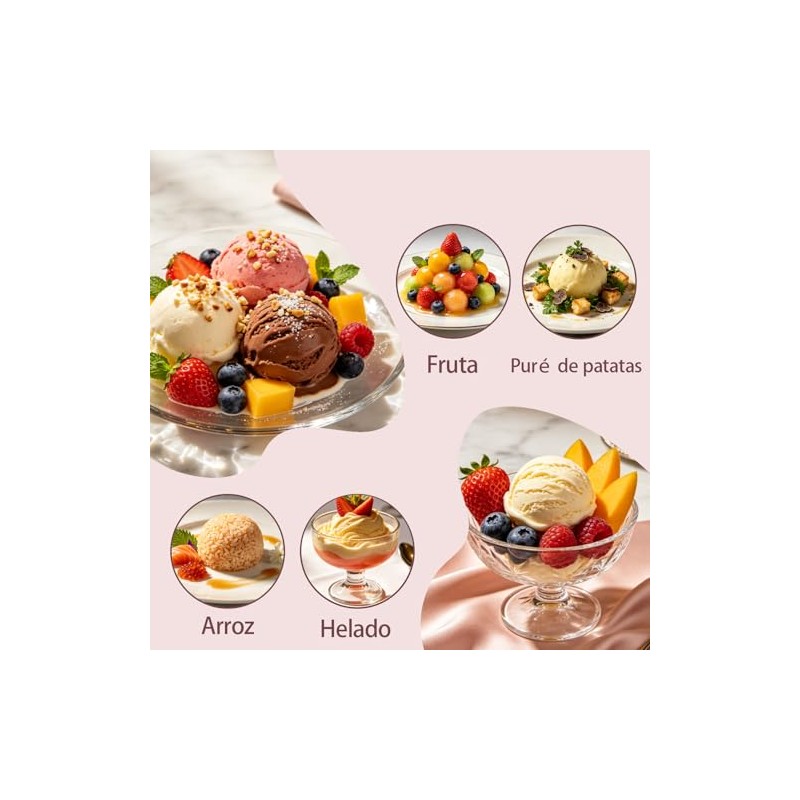 4PCS Cuchara Para Helado,2 Negros + 2 Plateados Cuchara Helado